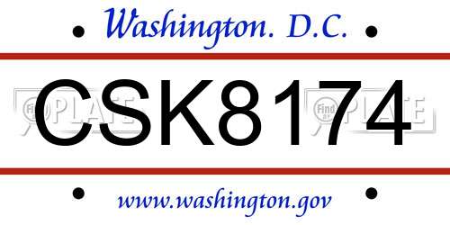 CSK8174 District Of Columbia License Plate