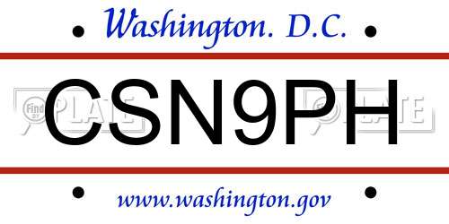 CSN9PH District Of Columbia License Plate