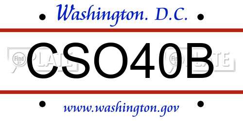 CSO40B District Of Columbia License Plate