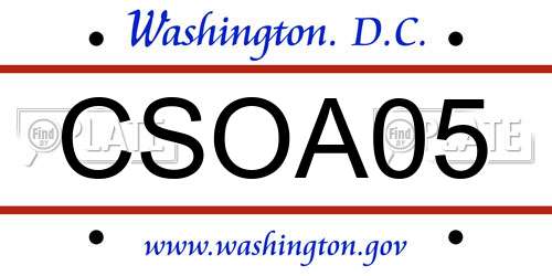 CSOA05 District Of Columbia License Plate