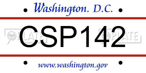 CSP142 District Of Columbia License Plate