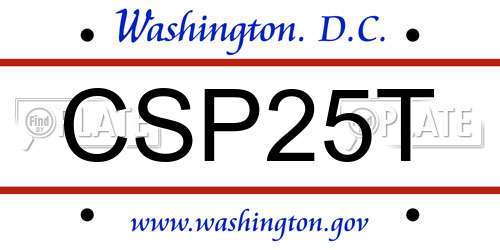 CSP25T District Of Columbia License Plate