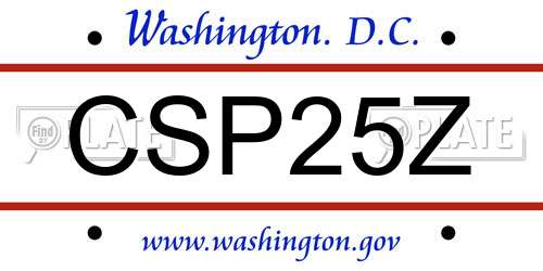 CSP25Z District Of Columbia License Plate