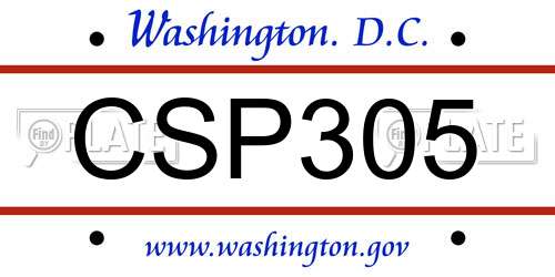 CSP305 District Of Columbia License Plate