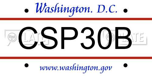 CSP30B District Of Columbia License Plate