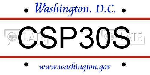 CSP30S District Of Columbia License Plate