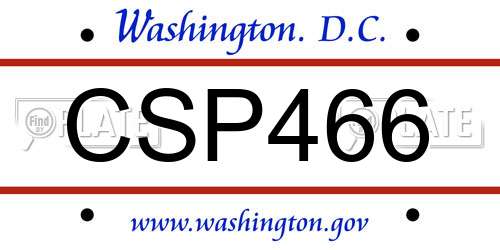 CSP466 District Of Columbia License Plate