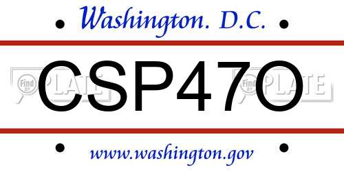 CSP47O District Of Columbia License Plate