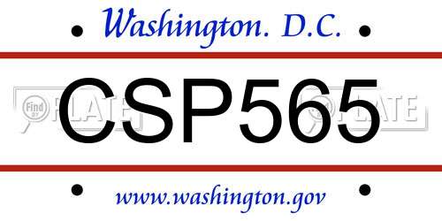 CSP565 District Of Columbia License Plate