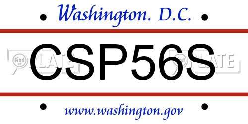 CSP56S District Of Columbia License Plate