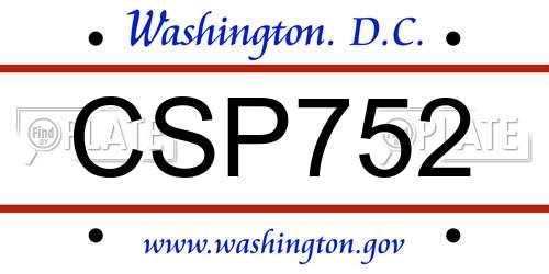 CSP752 District Of Columbia License Plate