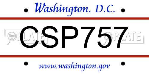 CSP757 District Of Columbia License Plate
