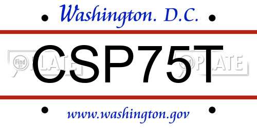 CSP75T District Of Columbia License Plate