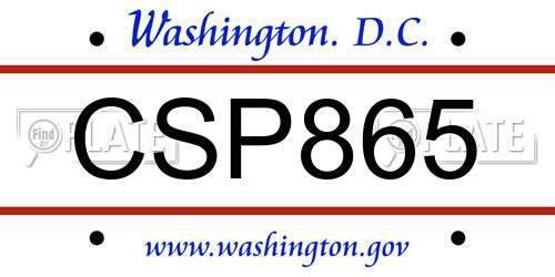 CSP865 District Of Columbia License Plate