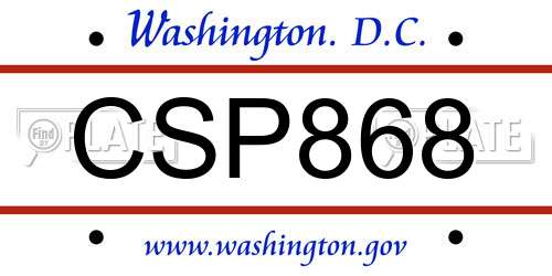 CSP868 District Of Columbia License Plate