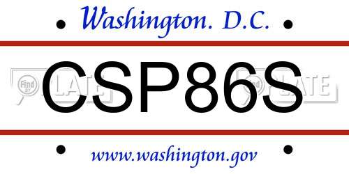 CSP86S District Of Columbia License Plate