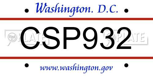 CSP932 District Of Columbia License Plate
