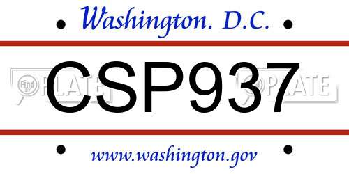 CSP937 District Of Columbia License Plate