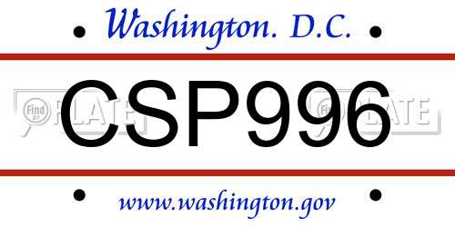 CSP996 District Of Columbia License Plate