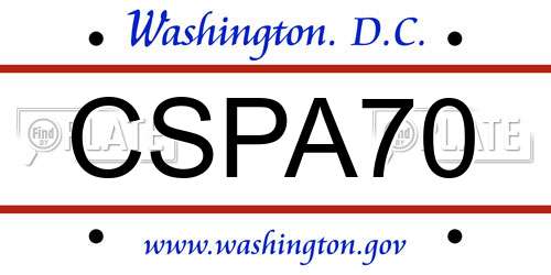CSPA70 District Of Columbia License Plate