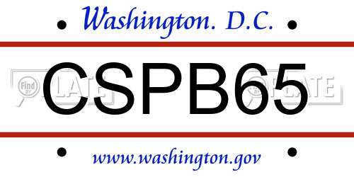 CSPB65 District Of Columbia License Plate