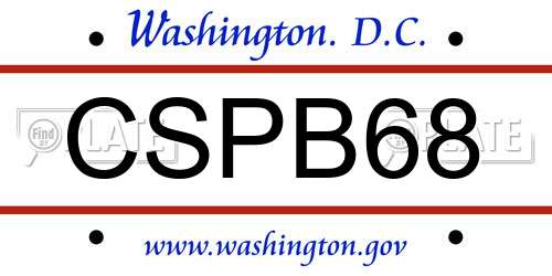 CSPB68 District Of Columbia License Plate
