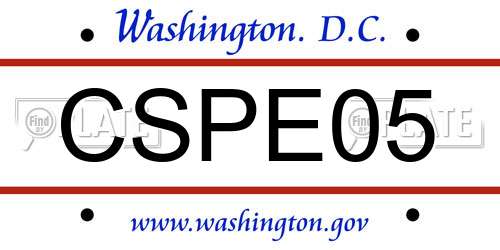 CSPE05 District Of Columbia License Plate