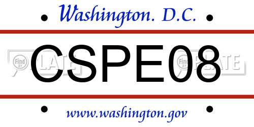 CSPE08 District Of Columbia License Plate