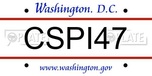 CSPI47 District Of Columbia License Plate