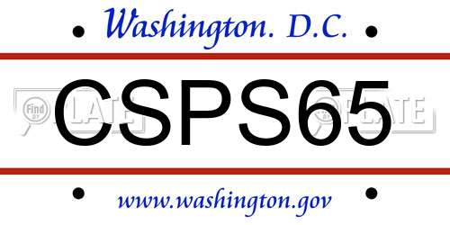 CSPS65 District Of Columbia License Plate