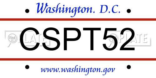 CSPT52 District Of Columbia License Plate