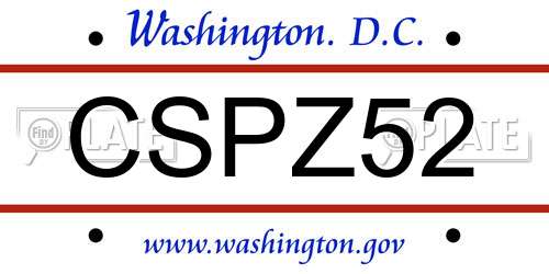 CSPZ52 District Of Columbia License Plate