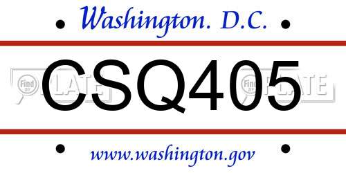 CSQ405 District Of Columbia License Plate
