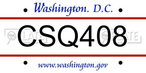 CSQ408 District Of Columbia License Plate