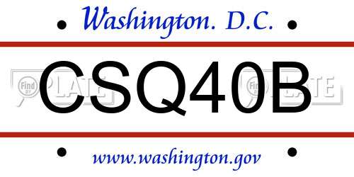 CSQ40B District Of Columbia License Plate