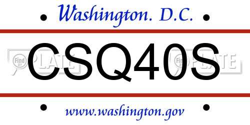 CSQ40S District Of Columbia License Plate