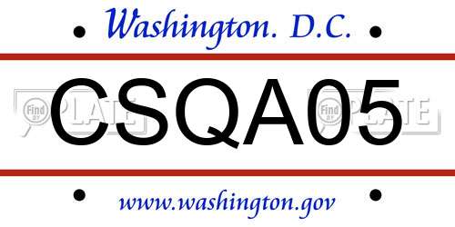 CSQA05 District Of Columbia License Plate