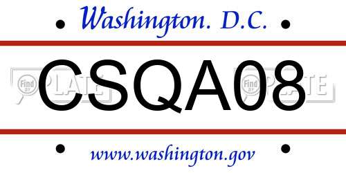CSQA08 District Of Columbia License Plate