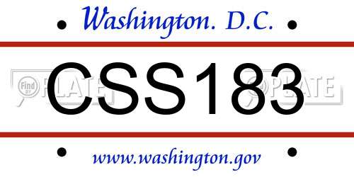 CSS183 District Of Columbia License Plate