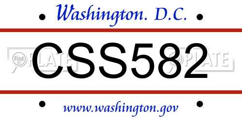 CSS582 District Of Columbia License Plate