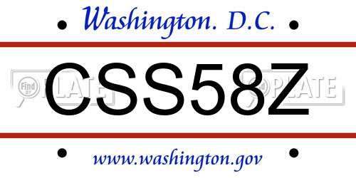 CSS58Z District Of Columbia License Plate