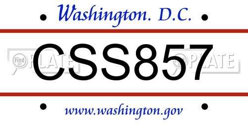 CSS857 District Of Columbia License Plate