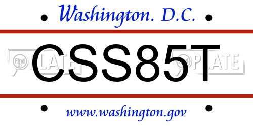 CSS85T District Of Columbia License Plate