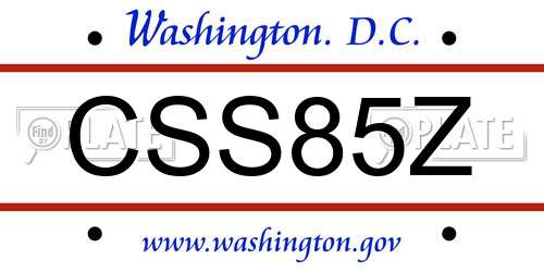 CSS85Z District Of Columbia License Plate