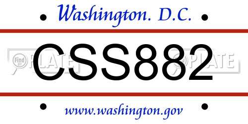 CSS882 District Of Columbia License Plate