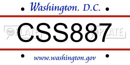 CSS887 District Of Columbia License Plate