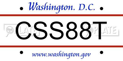 CSS88T District Of Columbia License Plate
