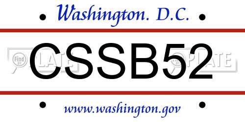 CSSB52 District Of Columbia License Plate