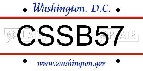 CSSB57 District Of Columbia License Plate