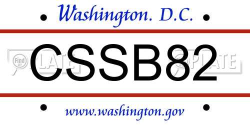 CSSB82 District Of Columbia License Plate